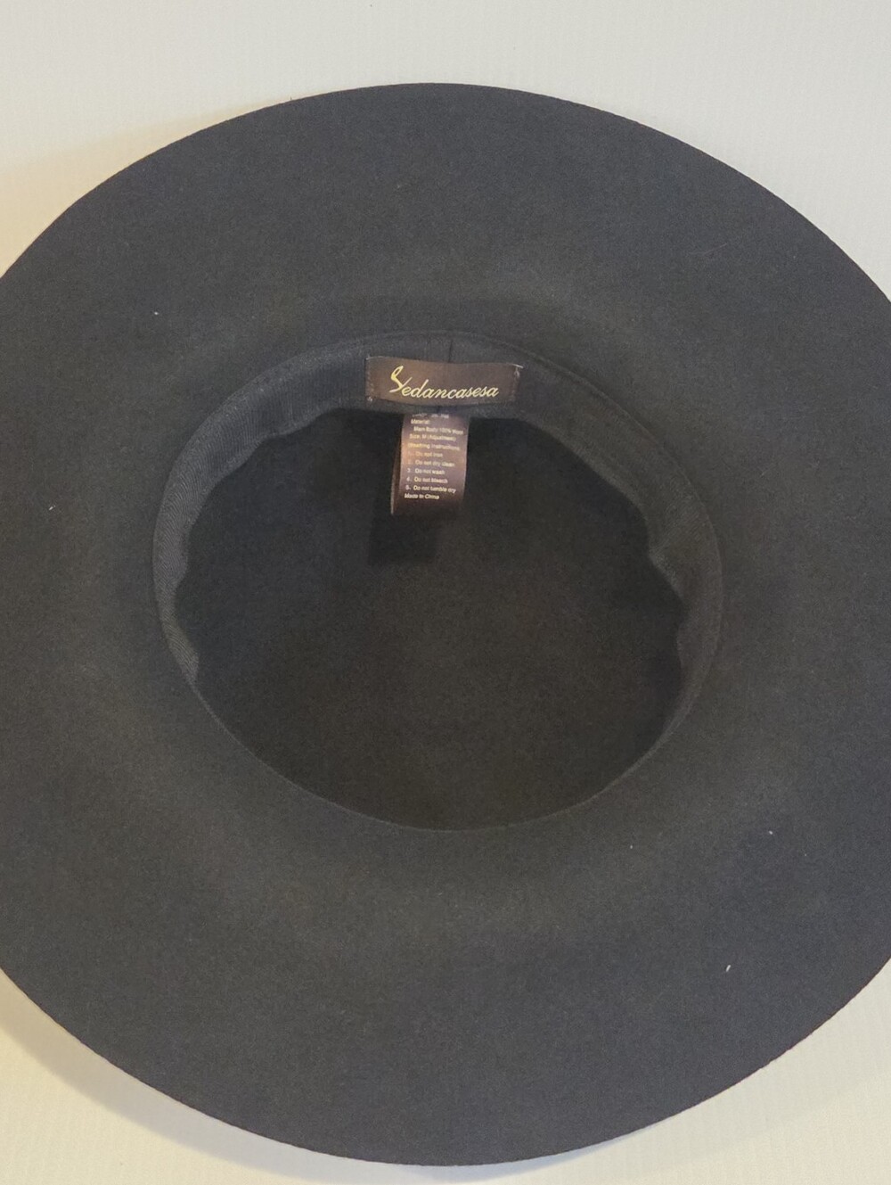 Black Wool Wide Brim Floppy Hat 3” Brim Boho Style Felt Soft Crown Womens Medium - Picture 10 of 12